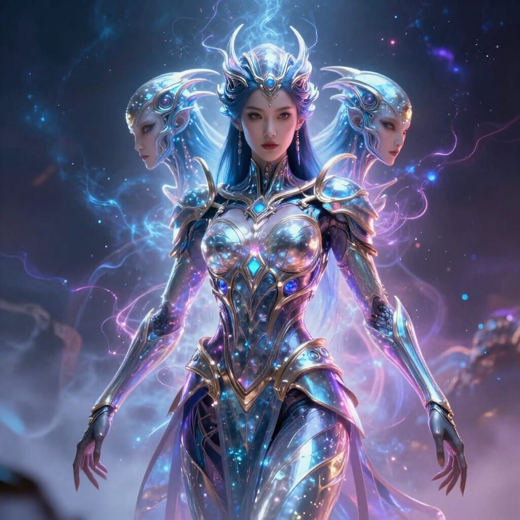 Alien Warrior with Gamma Waves, Hyperrealistic Digital Art