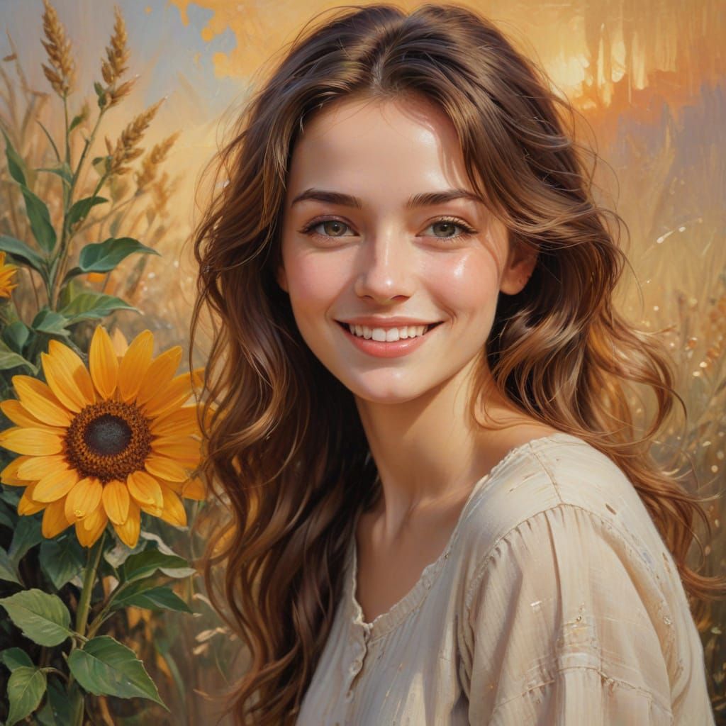 Smiling Portrait in Impressionist Oil Painting Style