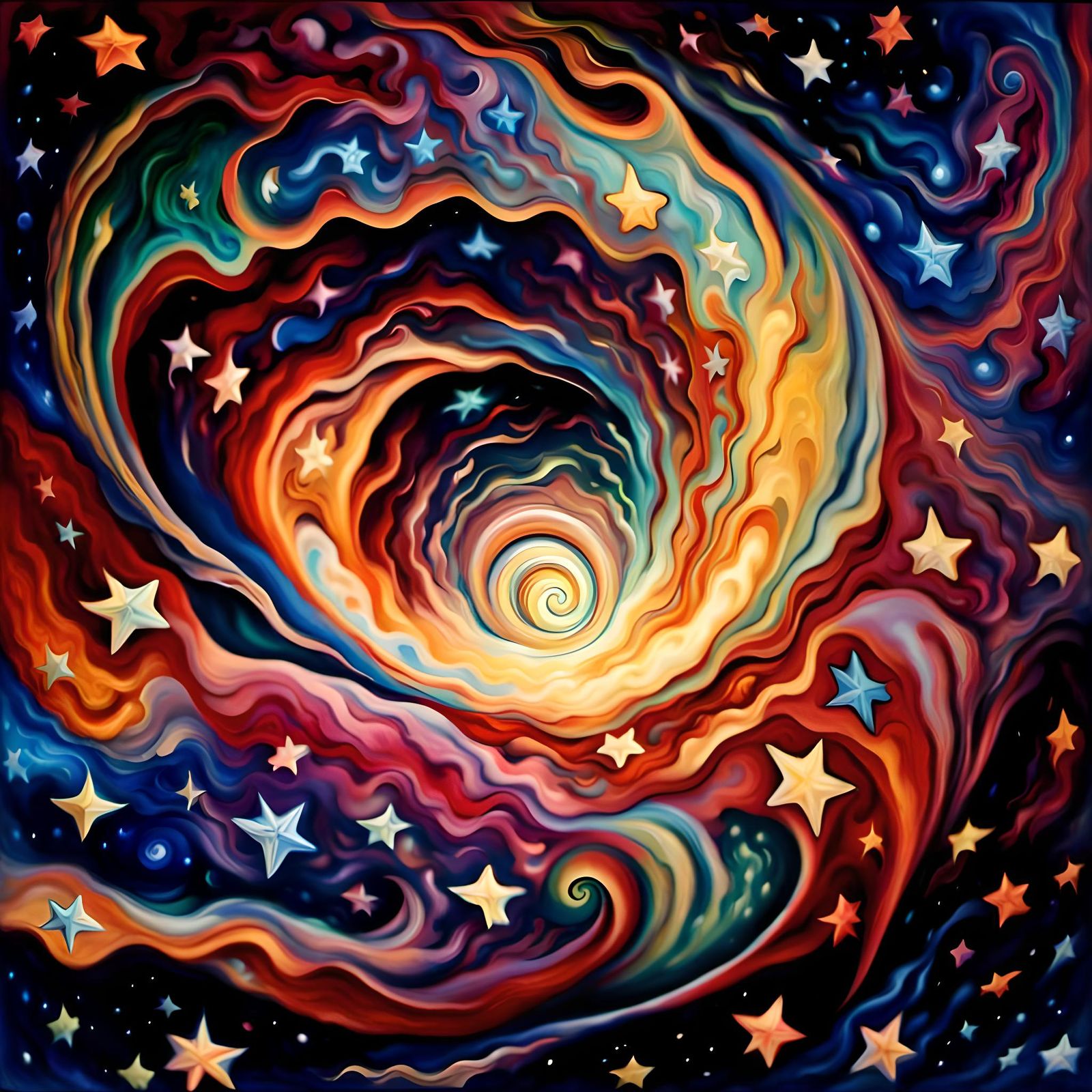 Abstract Star Field Maelstrom in Oil Painting Style