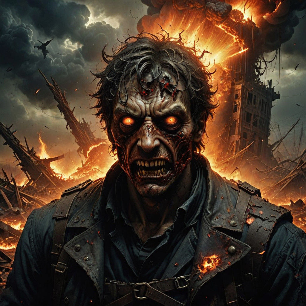 Horrific Apocalypse Selfie in Bloody, Dying World