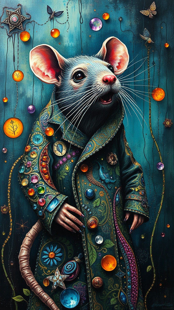 Psychedelic Steampunk Rat Asylum: Acrylic Pour Art