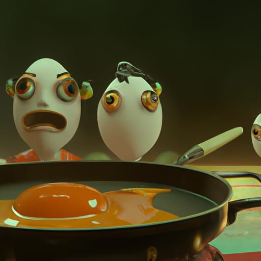 Worried Eggs Contemplate Fate: Meme Art