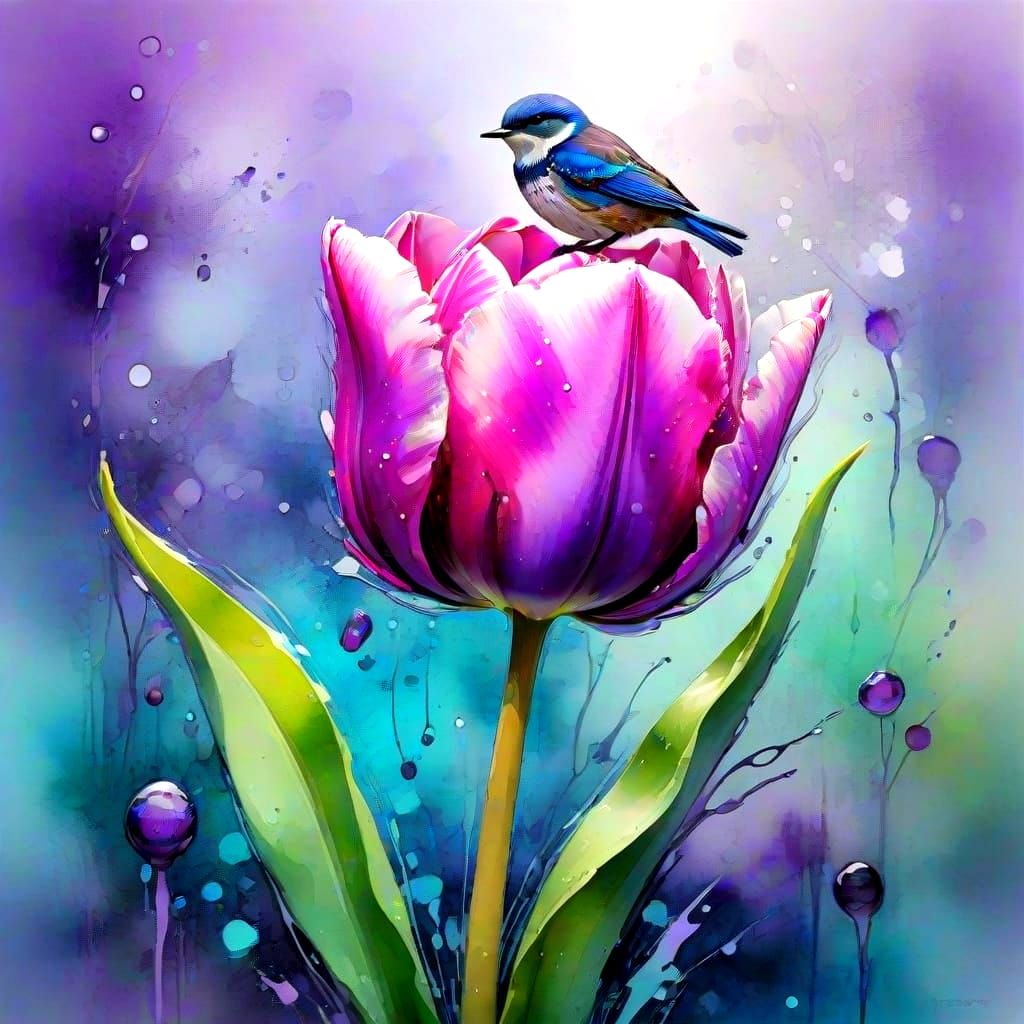 Vibrant Celebration of Nature's Splendor in Mixed Media Art