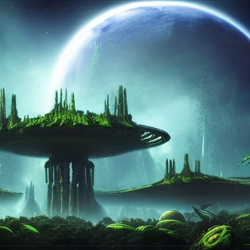 Vivid Alien Civilization on Fantasy Planet