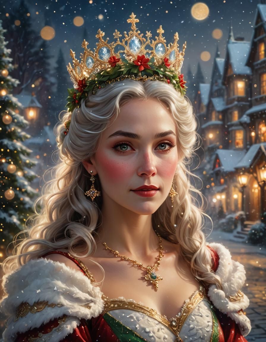 Beautiful Mrs. Claus Portrait in Ethereal Style