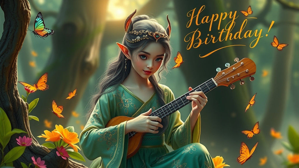 Elven Princess Plays Sanshin in Enchanted Forest