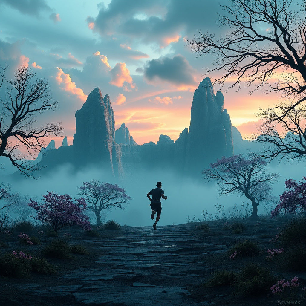 Runner in Fantasy Landscape: Digital Matte Painting