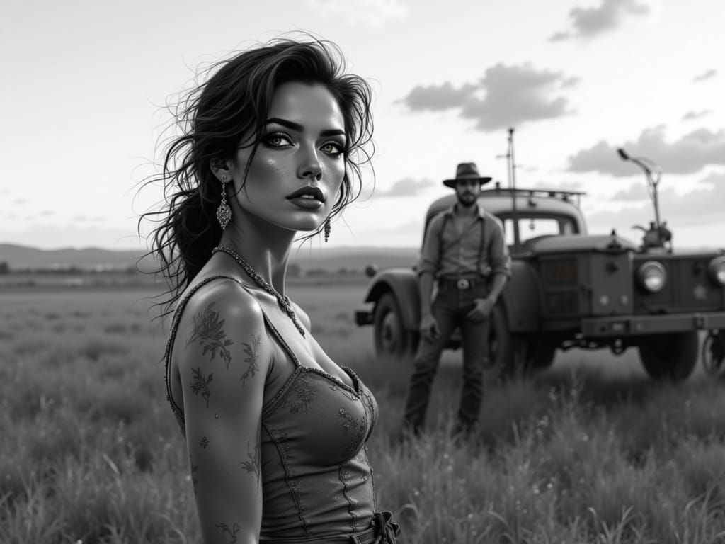 American Gothic Reimagined: Farm Woman's Resolve