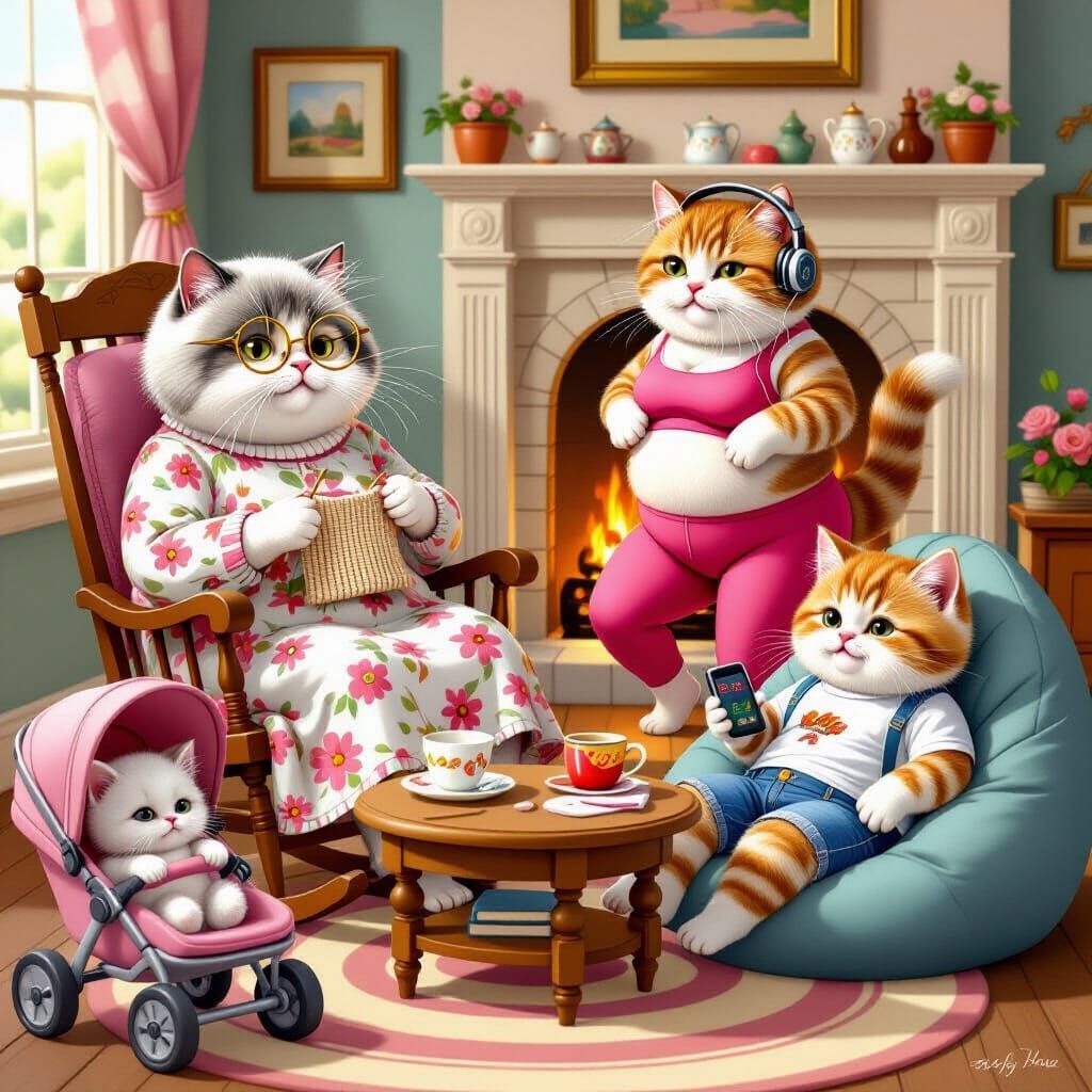 Cats Living Happily Ever After in Cozy Home