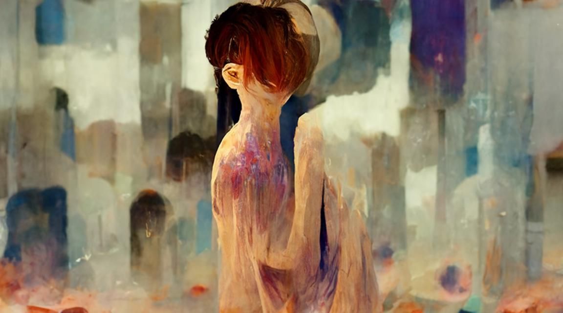 Surreal Cracked Porcelain Portrait with Starry Sky