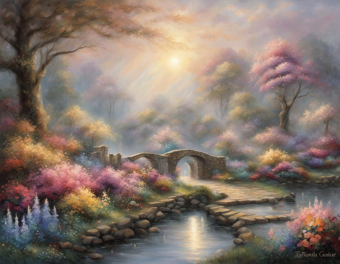 Rococo Rose Garden in Watercolor Style