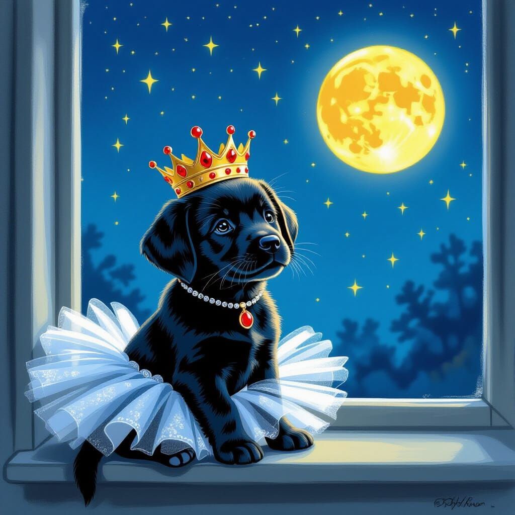 Charming Puppy Princess in Tutu and Crown