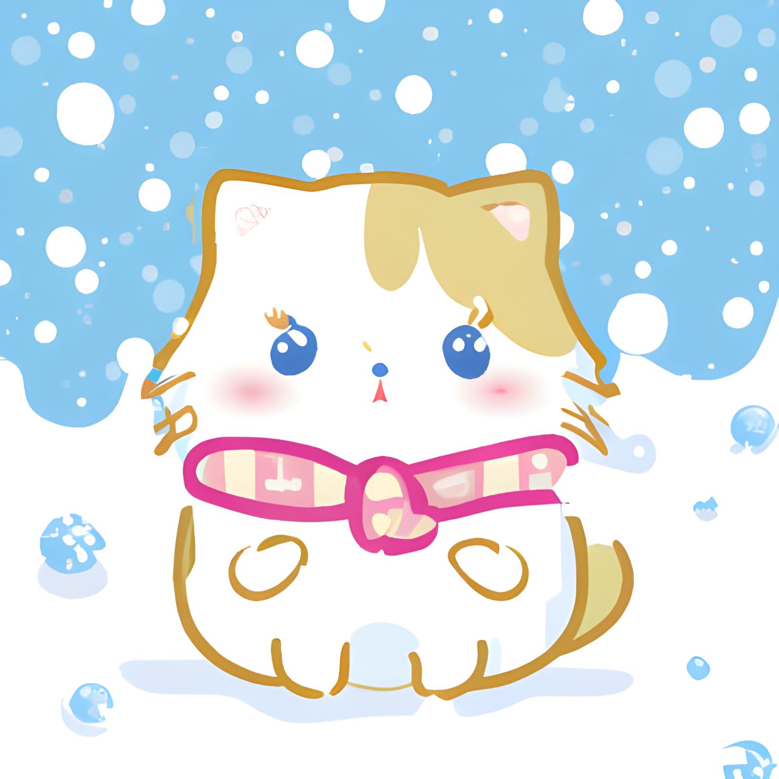 Kawaii Cat in Snow