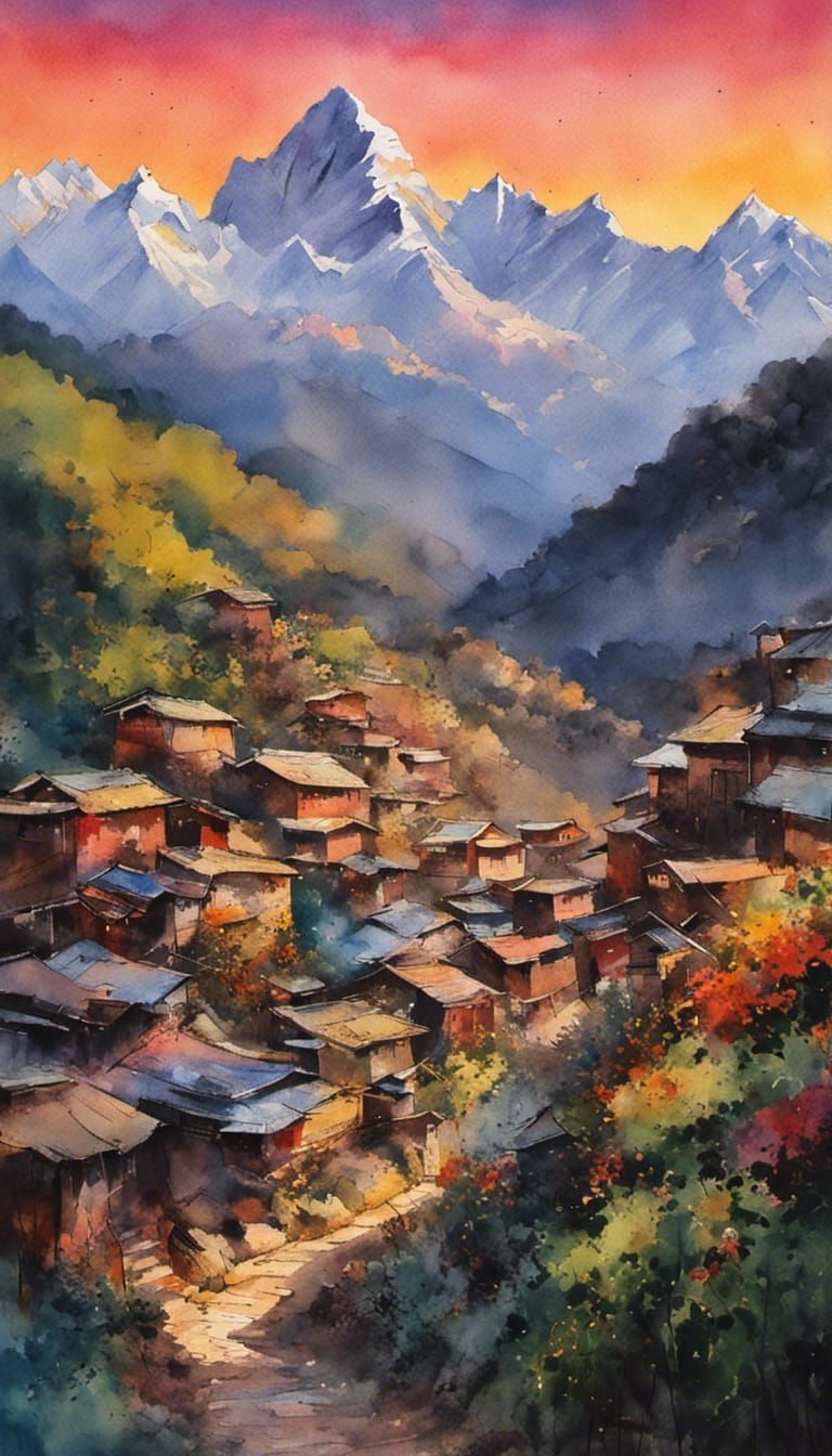 Nepalese Village at Dawn