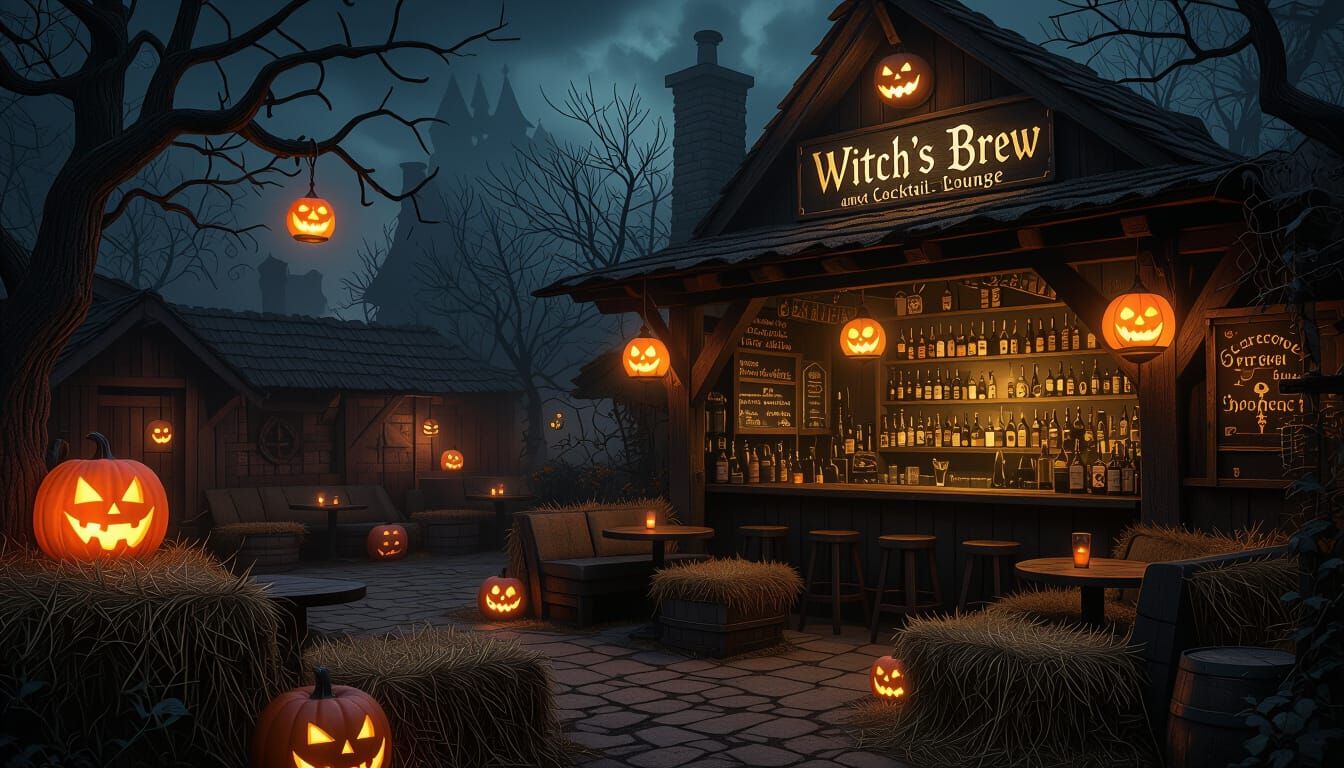 Witch's Brew: Dark Fantasy Beer Garden Concept Art