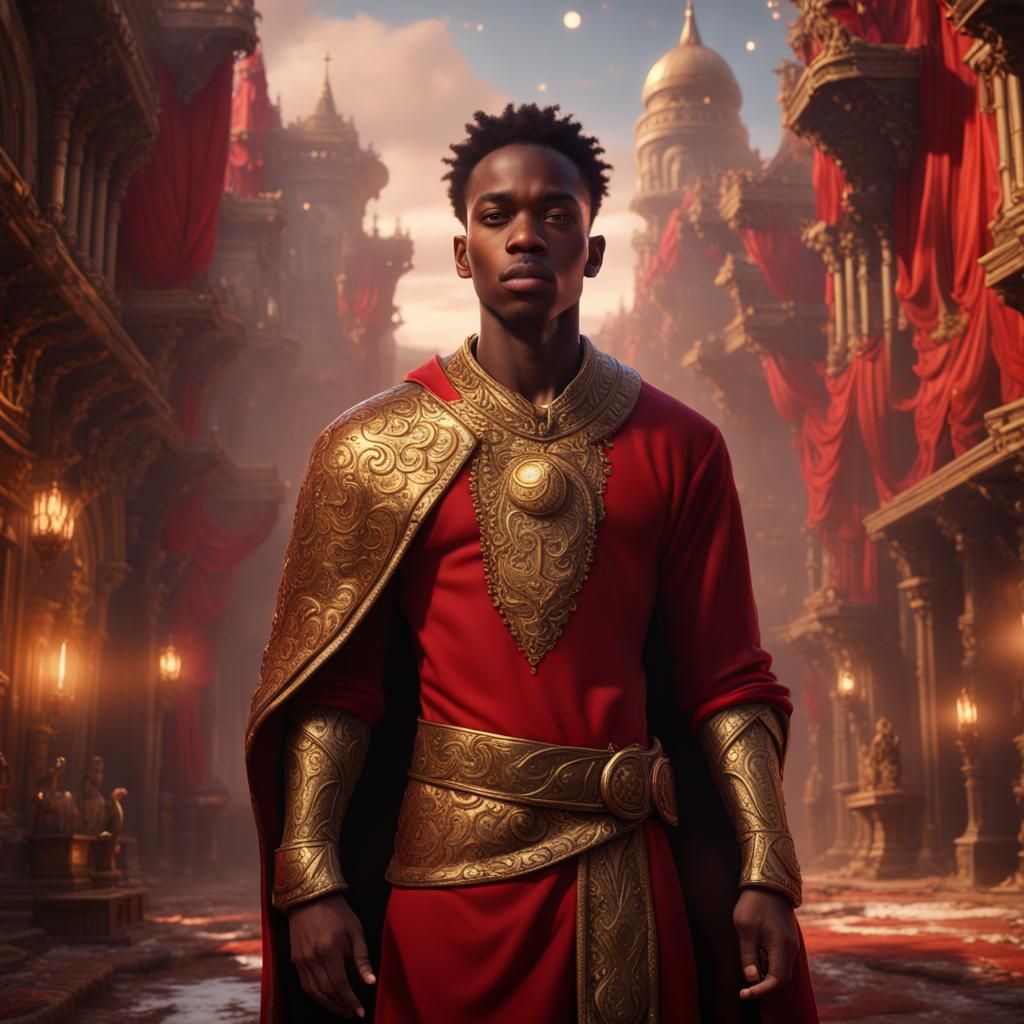 Black Man in Red and Gold: Fantasy Concept Art