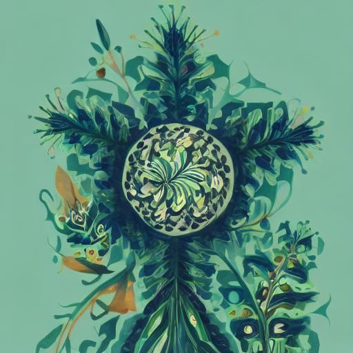 Fractal Creature in Nordic Woods, Gouache Painting