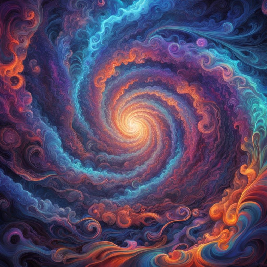 Cosmic Swirling Vortex in Vibrant Astral Clouds