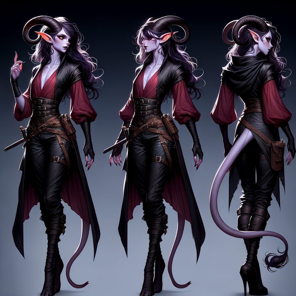 Mysterious Tiefling Huntress in Fantasy Art