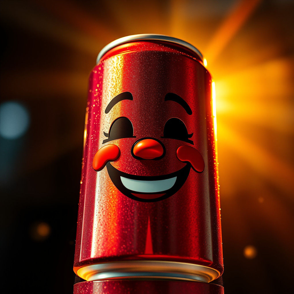 Whimsical Soda Can Portrait in Hyperrealistic Style