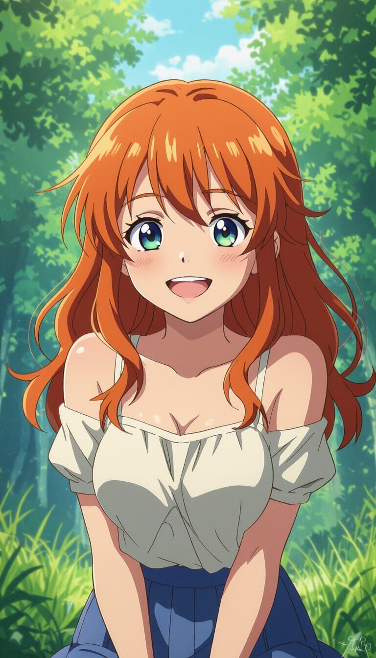 Anya Forger Smiling in Playful Anime Style