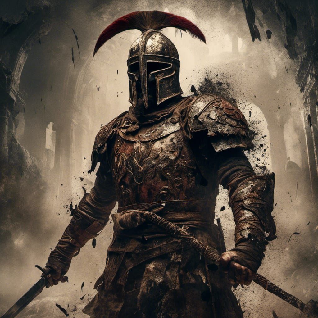 Macabre Gladiator Tattoo Design with Roman Coliseum