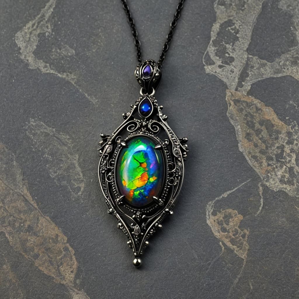 Dark Opal Pendant with Iridescent Highlights