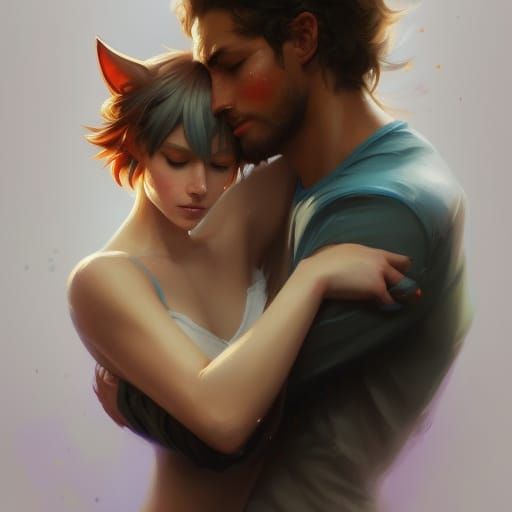 Romantic Portrait in the Style of Art Nouveau