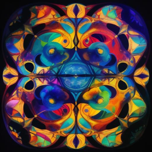 Surreal Woman's Face in Shattered Glass: Oil Painting