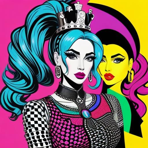 Pop Art Chess Queen with Vibrant Colors