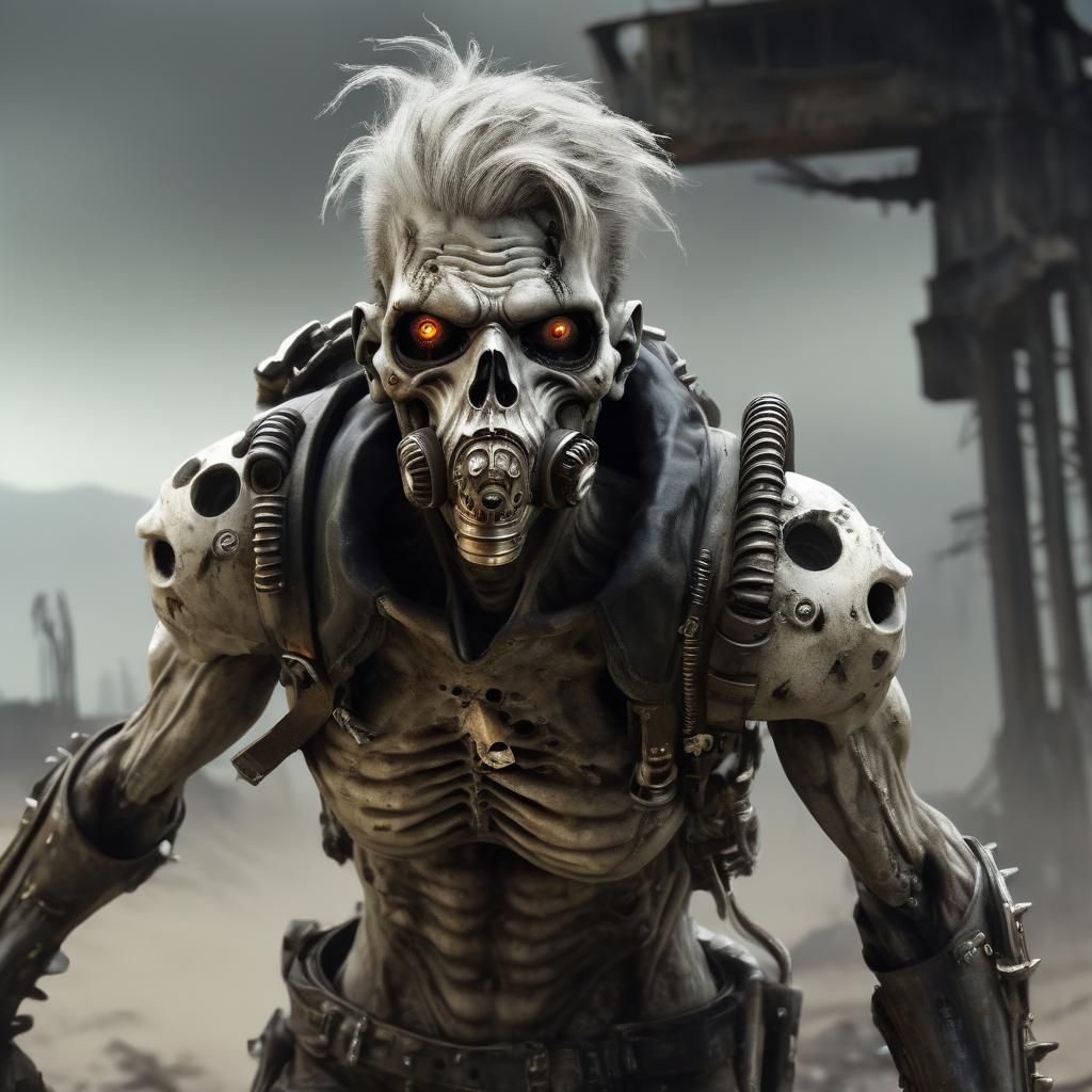 Post-Apocalyptic Ghoul in Wasteland Landscape