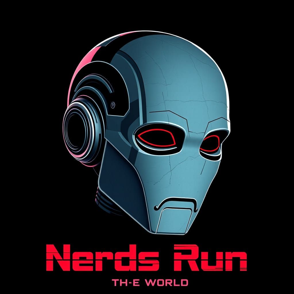 Surreal Cyberpunk Robot Head in Retro Futuristic Style