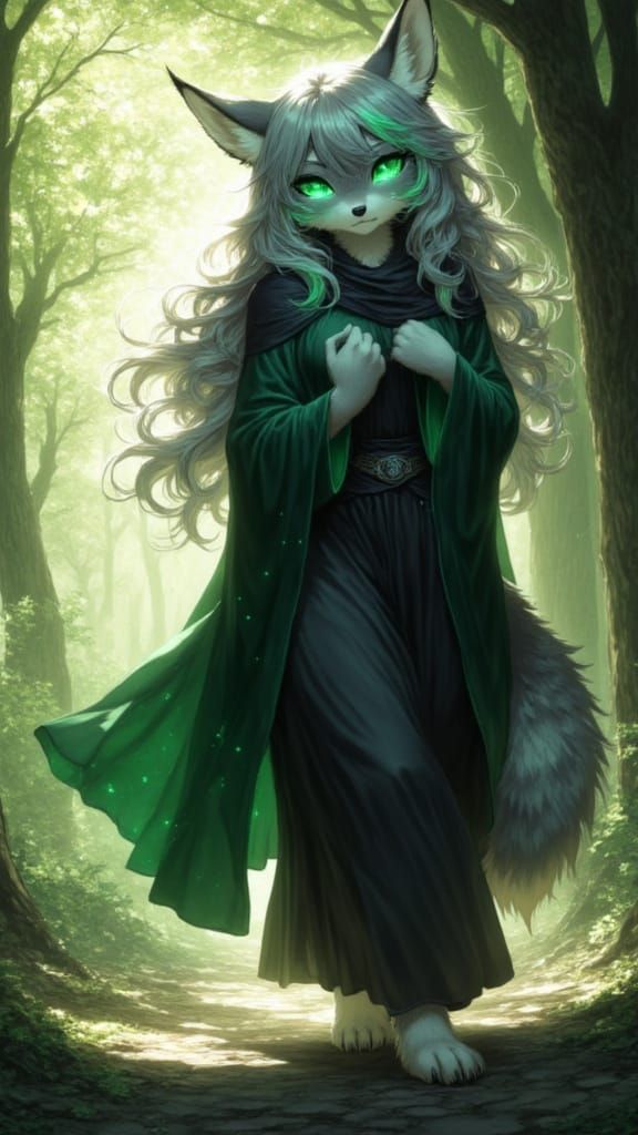 Mystical Wolf in Ethereal Forest