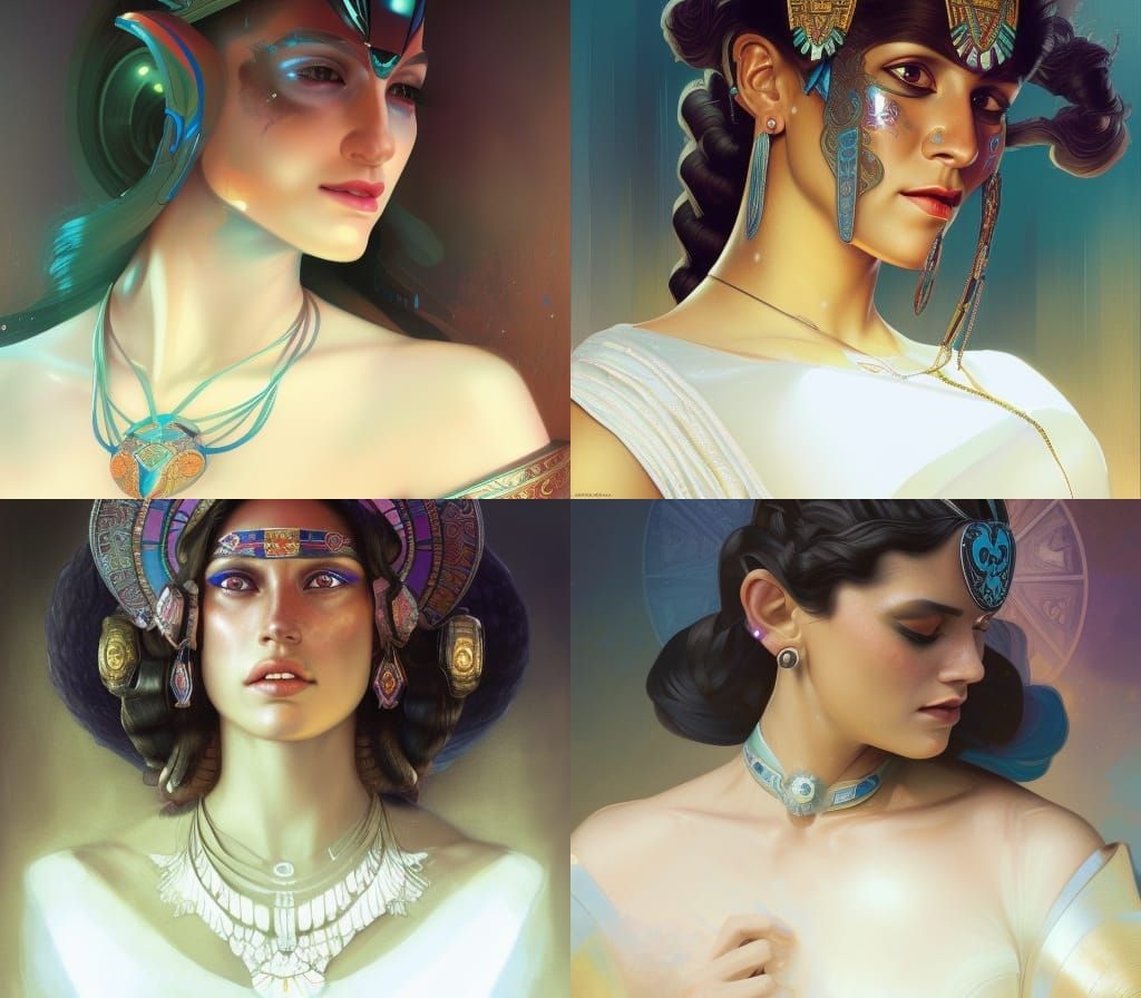Art Deco Mayan Princess Portrait in Artgerm Style