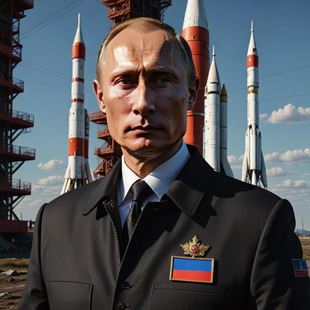 Russian Leader with Oreshnik Rocket in Cinematic Style