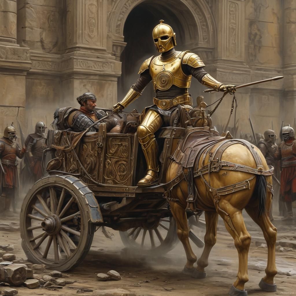 C-3PO as Roman Charioteer, Graffiti Art Style