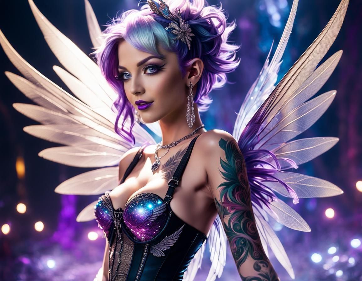 Stunning Tattooed Fairy with Ethereal Wings