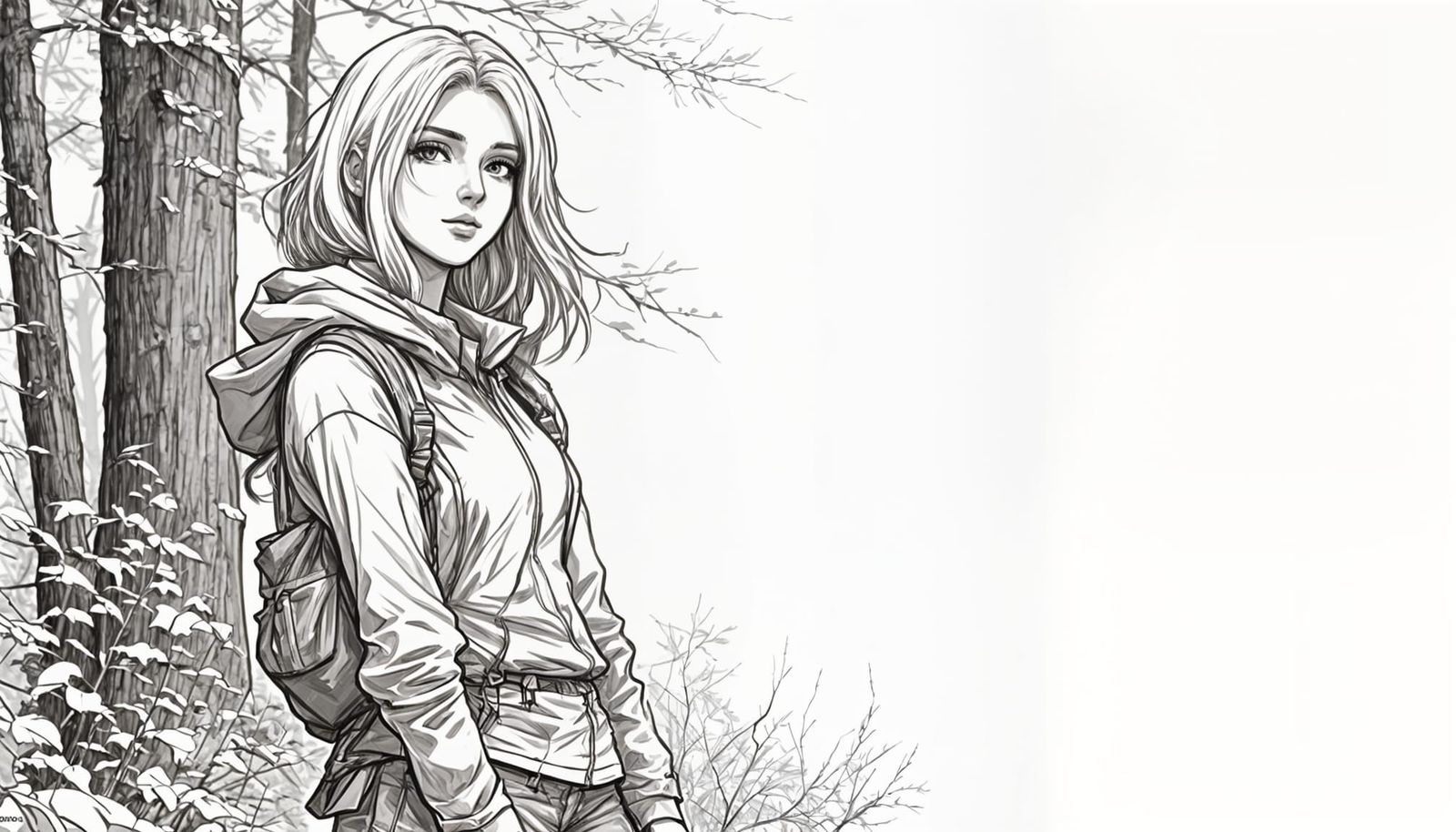 Anime Model in Forest, Beksinski-Inspired Art