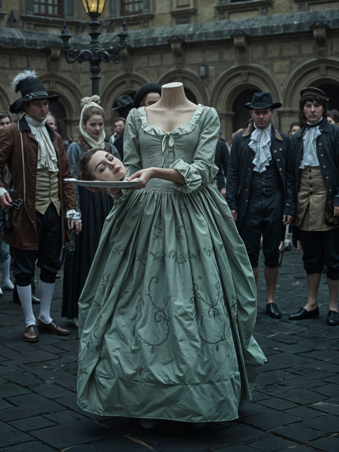 Beheaded Girl with Head on Plate: Fine Art Horror