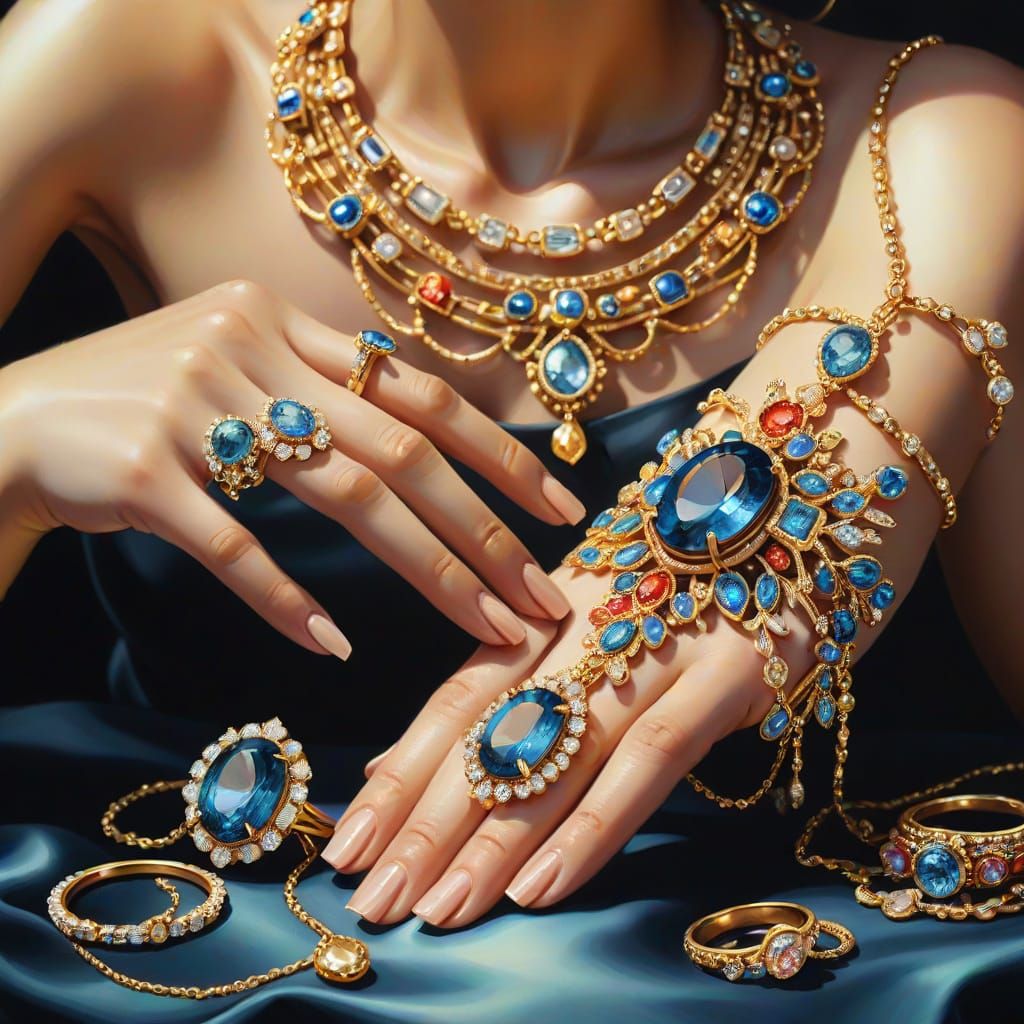 Vibrant Jewelry Masterpiece in Warm Golden Lighting