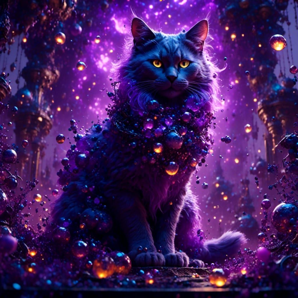 Purple Cat Fantasy Concept Art in Deep Color