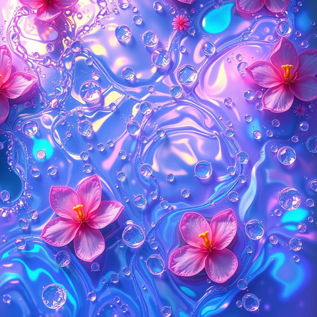 Luminous Water Oasis in Dreamlike Atmosphere