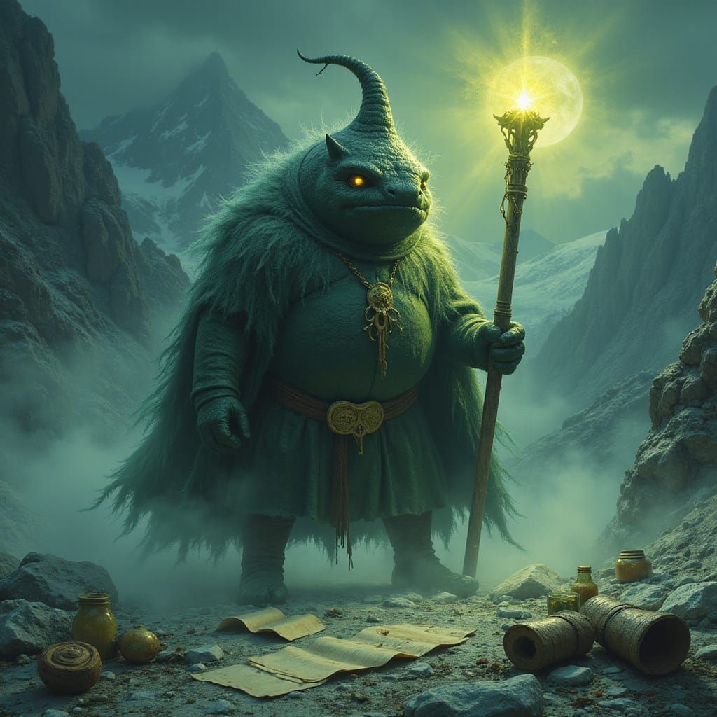 Mystical Black Pudding Wields Frost Magic