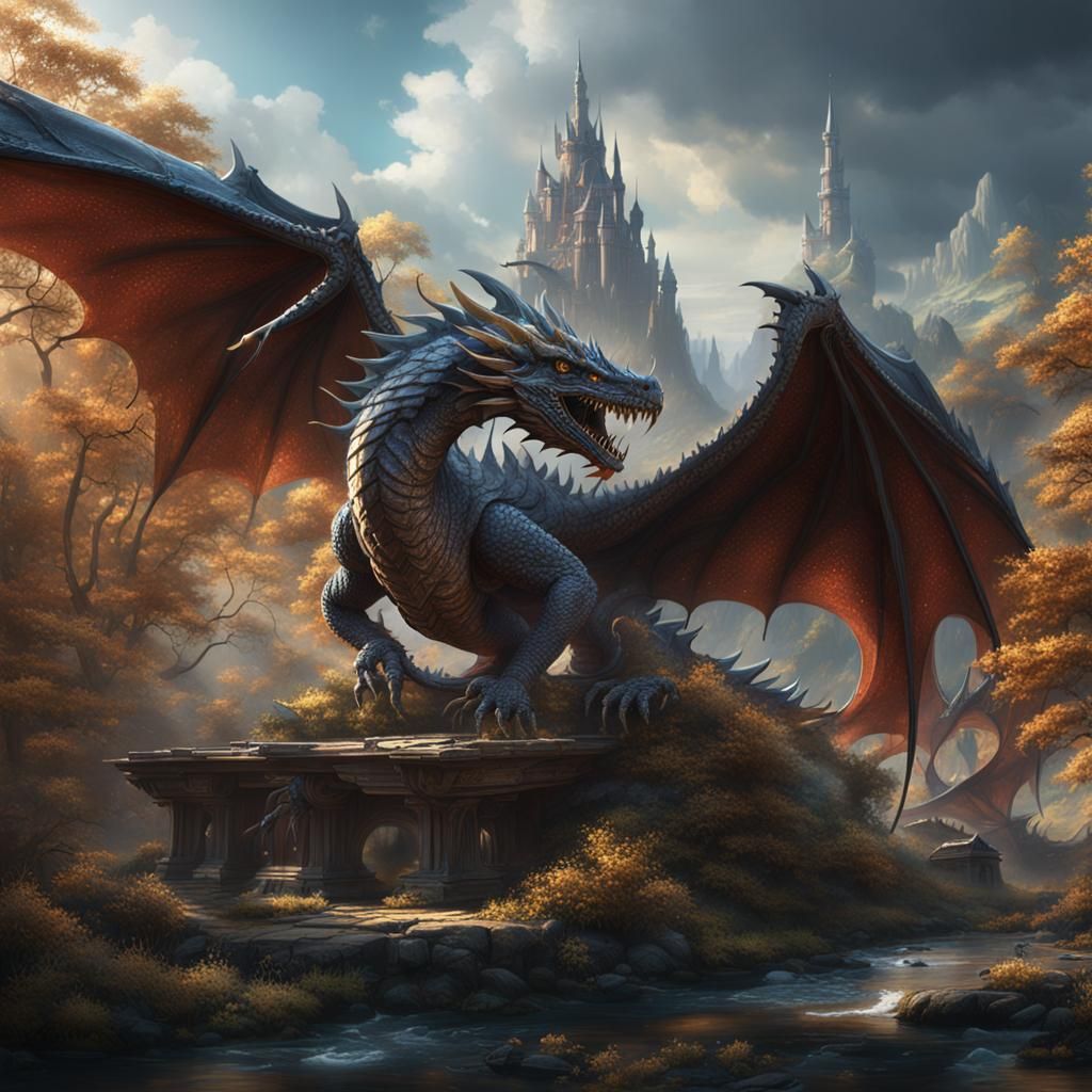 Two Dragons Fighting: White vs Black, Detailed Art