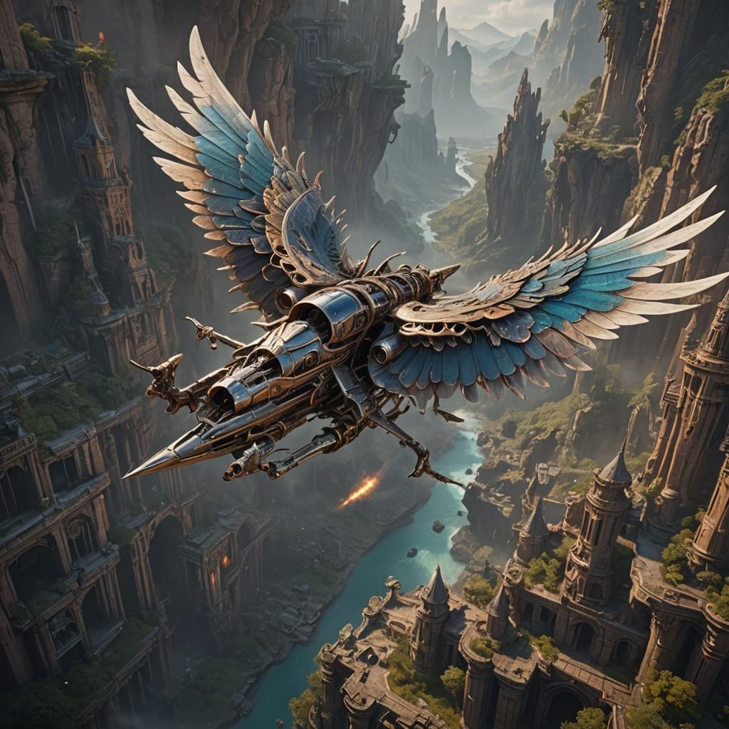 Fantastical Hollow Wing Bone Flyer in Detailed Matte Paintin...