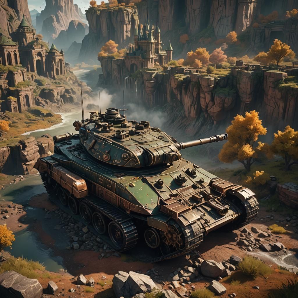 Detailed Matte Painting of a Brown Tank