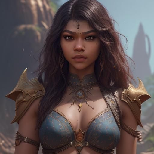Zendaya Portrait in Detailed Fantasy Style