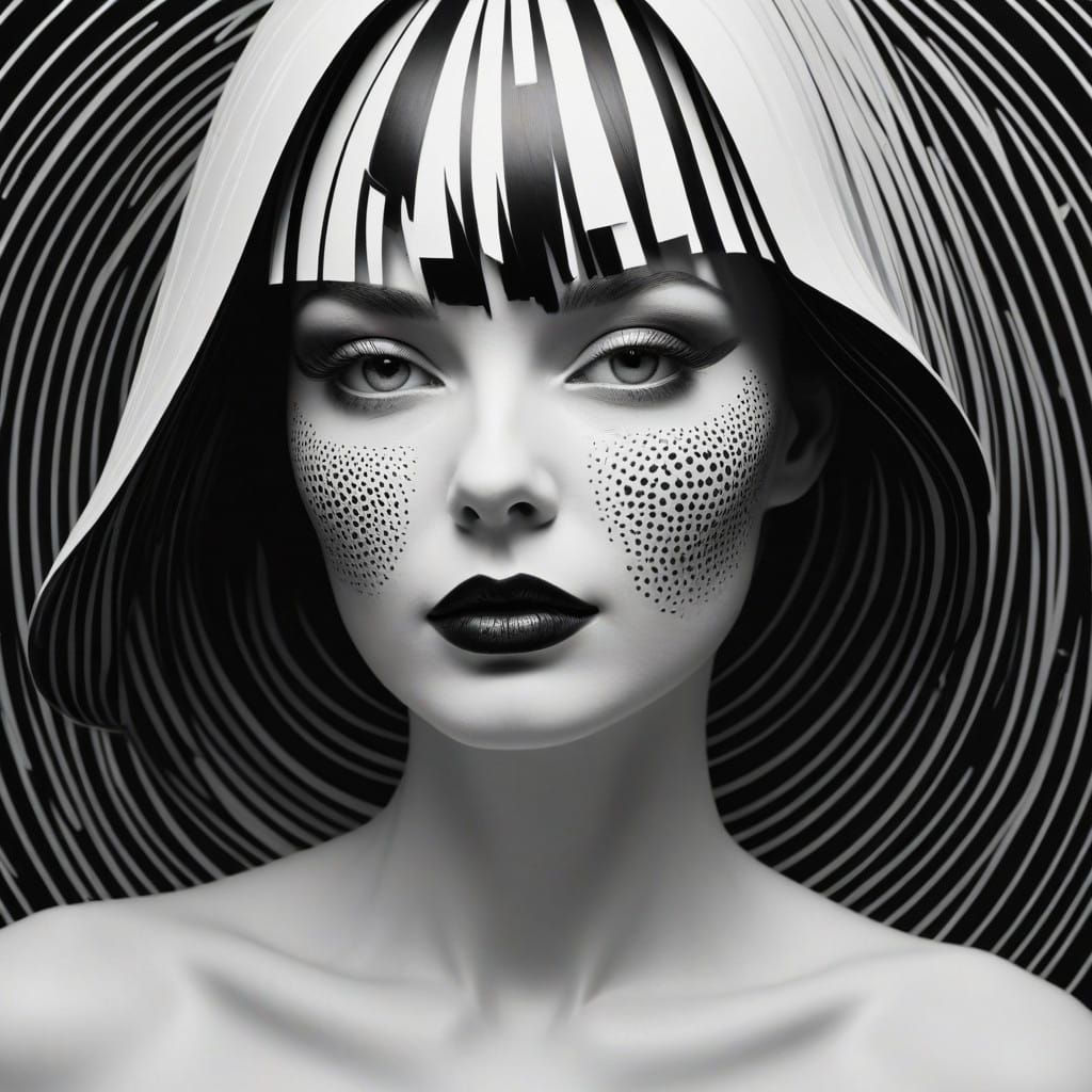 Modern 3D Portrait in Op Art Style