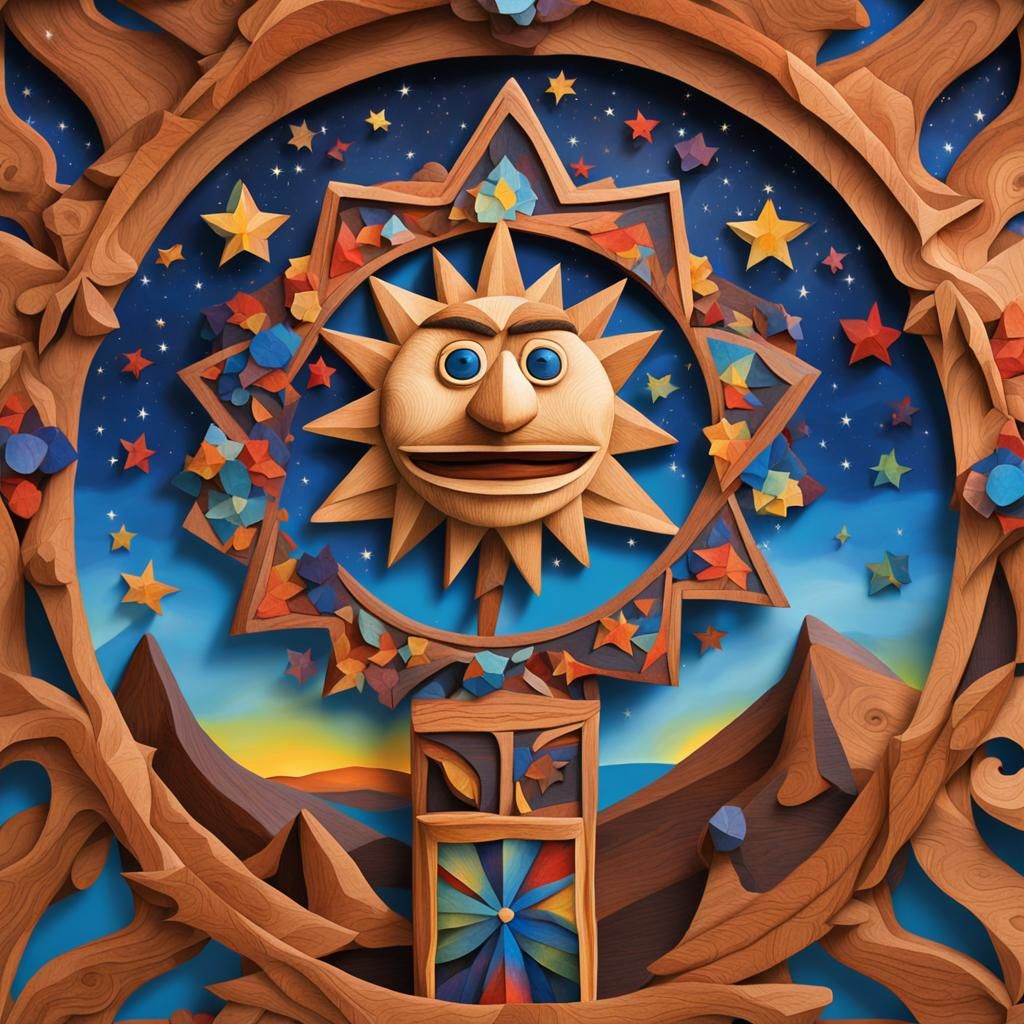Wooden Puppet Wishes on a Starry Night