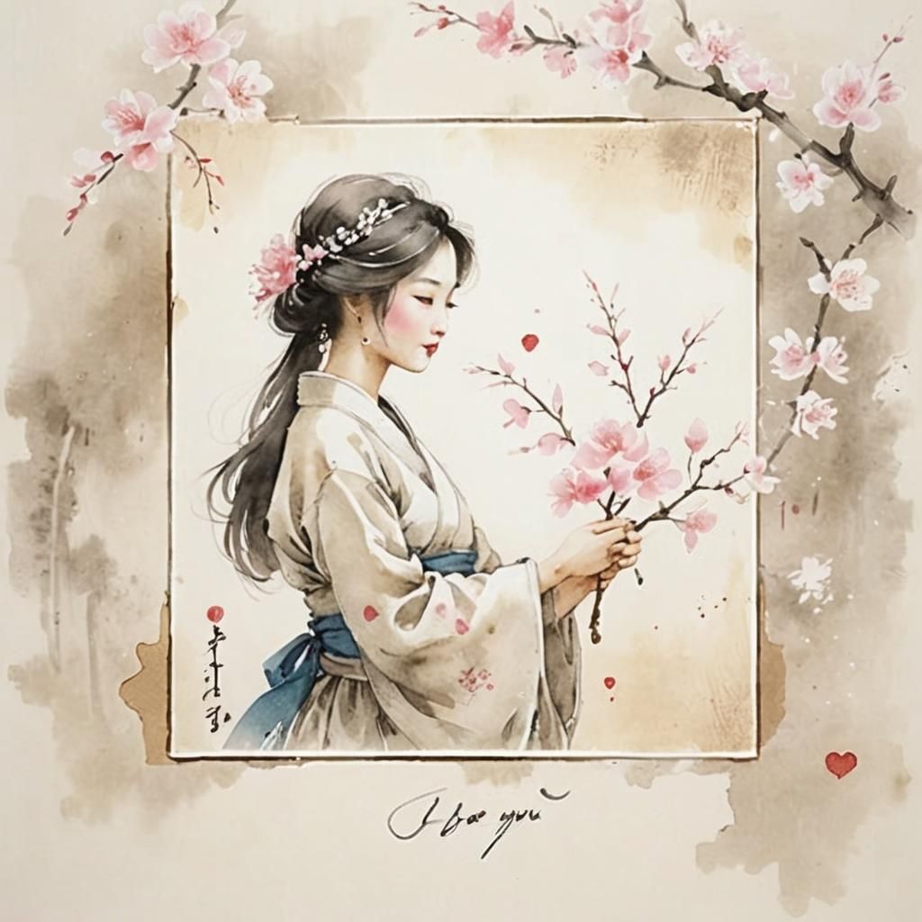 Elegant Calligraphy on Aged Parchment in Watercolour Style